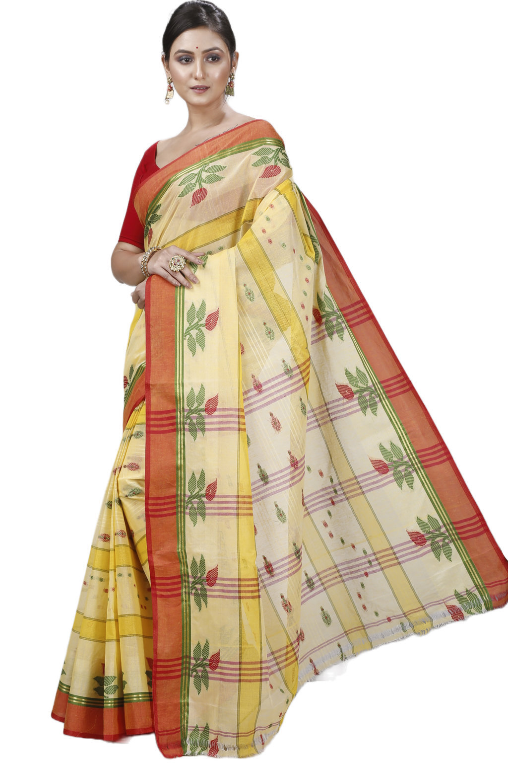 Yellow Pure Cotton Udichi Tant Saree (1157)